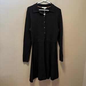 Boden‎ Womens Ribbed Knit Mini Dress Sz 14 R Black Wool Cotton Fit & Flare New